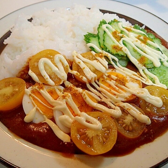 ゆで卵 胡瓜 トマトのせカレー レシピ 作り方 By ぷ みぃまま 楽天レシピ ゆで卵 胡瓜 トマトのせカレー レシピ 作り方 By ぷ みぃまま 楽天レシピ